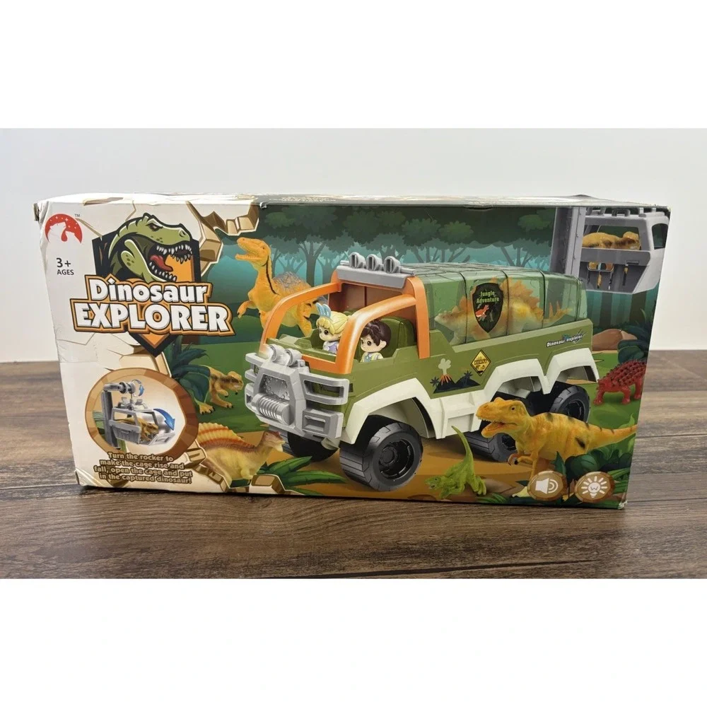 Kids Dinosaur Explorer Kids Toy Playset Figures And Dinosaurs Truck With Cage